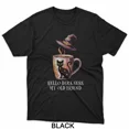 thumbnail image 1 of Hello Darkness My Old Friend Black Cat Coffee Witch Cat Humor Unisex T-Shirt up to Size 5XL, 1 of 2