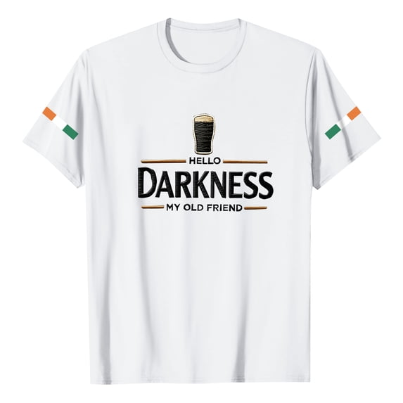 Hello Darkness My Old Friend Graphic Crew Neck Short Sleeve T-Shirt for Men Casual Streetwear Tee
