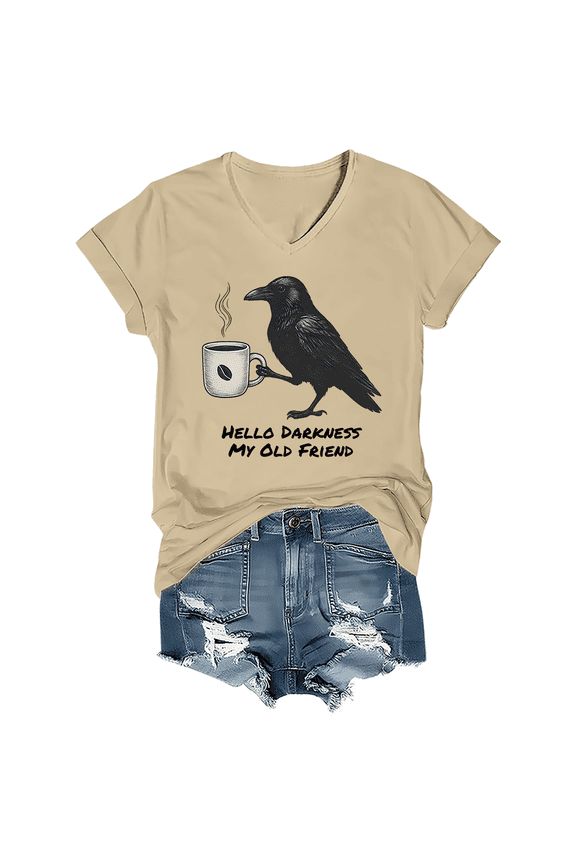 Hello Darkness My Old Friend Shirt Raven Crow T-Shirt V-Neck
