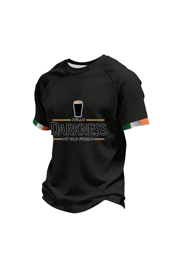 Hello Darkness My Old Friend Shirts for Men Waffle Long Sleeve Shirt St. Patrick's Irish Beer T-Shirt Graphic Ireland Sweatshirt,Black L