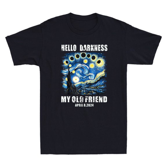 Hello Darkness My Old Friend Solar Eclipse Starry Night Painting Men's T-Shirt