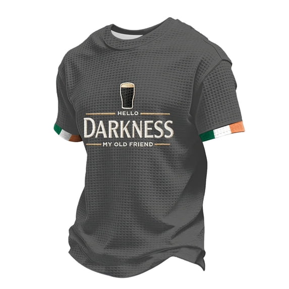 Hello Darkness My Old Friend Textured Crew Neck Short Sleeve T-Shirt for Men Casual Streetwear