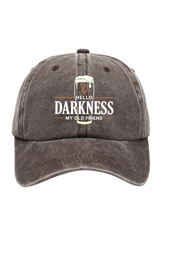 Hello Darkness My Old Friend Hat,Men Hats,Baseball Hat,Baseball Cap Women,Baseball Caps,Washed Cotton Baseball Cap with Printed Distressed Soft Top Denim Hat, Vintage Hat,Coffee