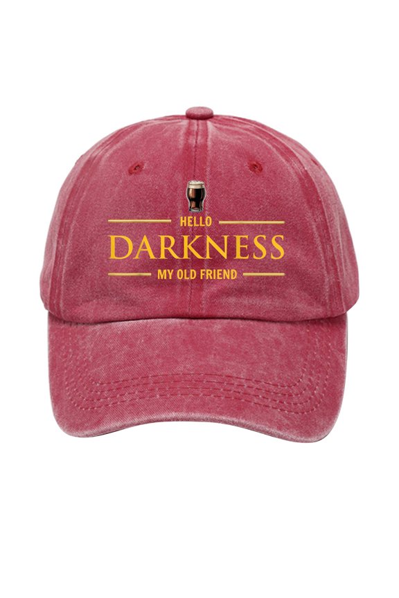 Hello Darkness My Old Friend Irish Drinking Hat, St. Patrick’s Day Funny Beer Baseball Cap, Lucky Irish Pub Hat Vintage Washed Adjustable Unisex St Patrick Hat