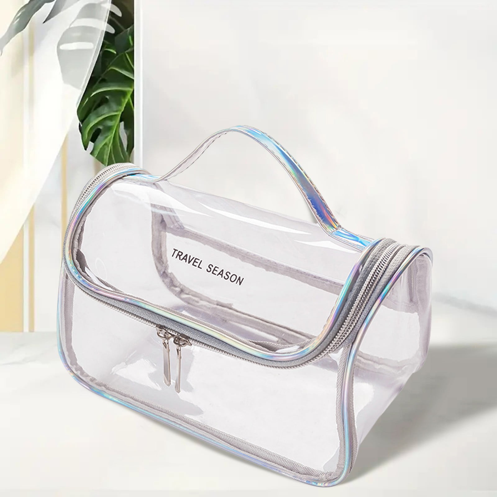 Barber Carrying Backpack Makeup Organizer with Handle Cosmetics Large Purse Makeup Organizer Makeup Brushes Holder Organizer Travel Brush Holder with Portable Makeup Organizer Clear