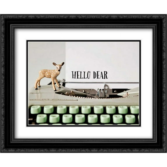 Hello Dear Typewriter 2x Matted 24x20 Black Ornate Framed Art Print by Susannah Tucker Photography