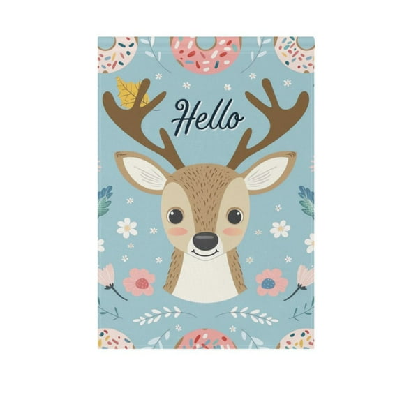 Hello Deer Face Garden Flag 12X18 Double Sided Yard Flags for Outside Outdoor All Seasonal Decoration