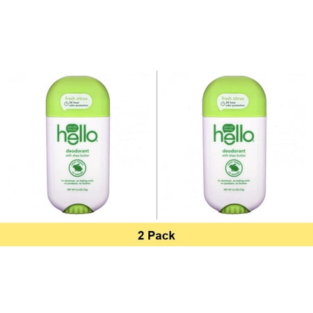 Hello Deodorant with Shea Butter, Fresh Citrus, 2.6 oz (73 g) - 2 Pack