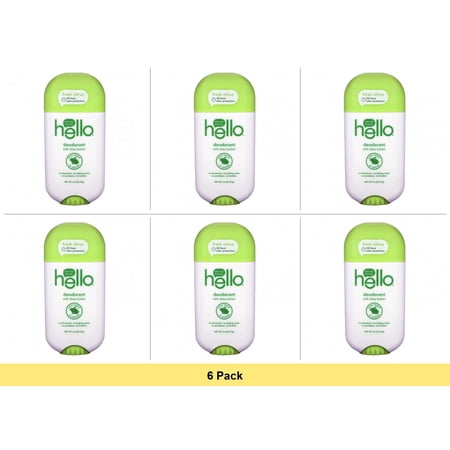 Hello Deodorant with Shea Butter, Fresh Citrus, 2.6 oz (73 g) - 6 Pack