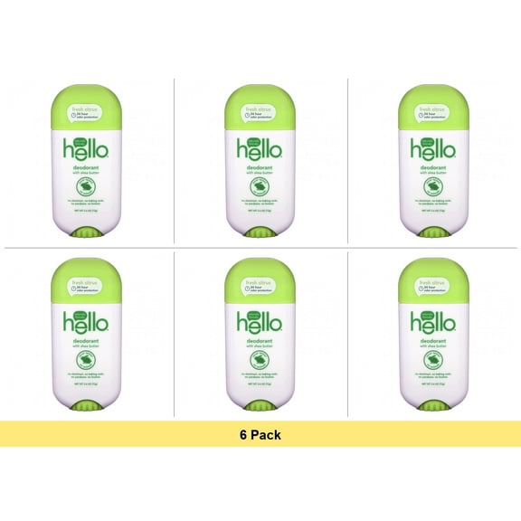 Hello Deodorant with Shea Butter, Fresh Citrus, 2.6 oz (73 g) - 6 Pack