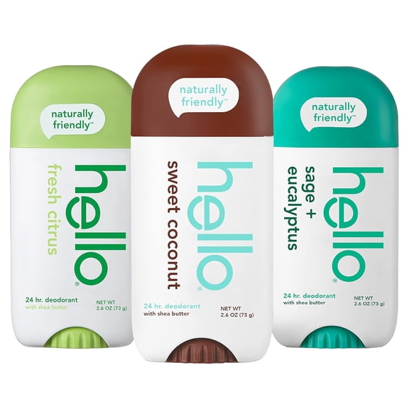 Hello Deodorant with Shea Butter, Sweet Coconut, 2.6 oz, 3 Pack