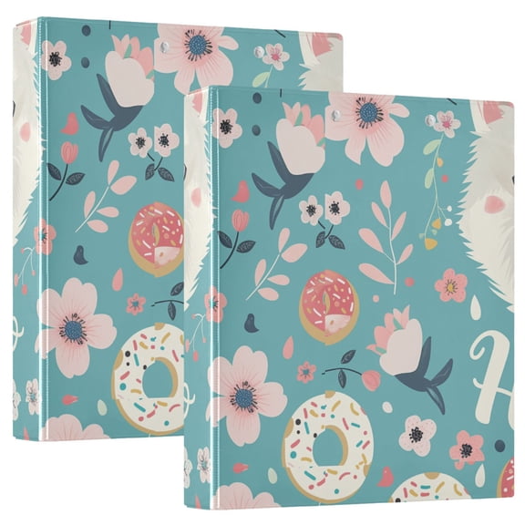 Hello Dog Face 2 Pcs Hardcover 3 Ring Binder 1.5” Round Rings Letter Size Paper Pockets for School Office Supplies
