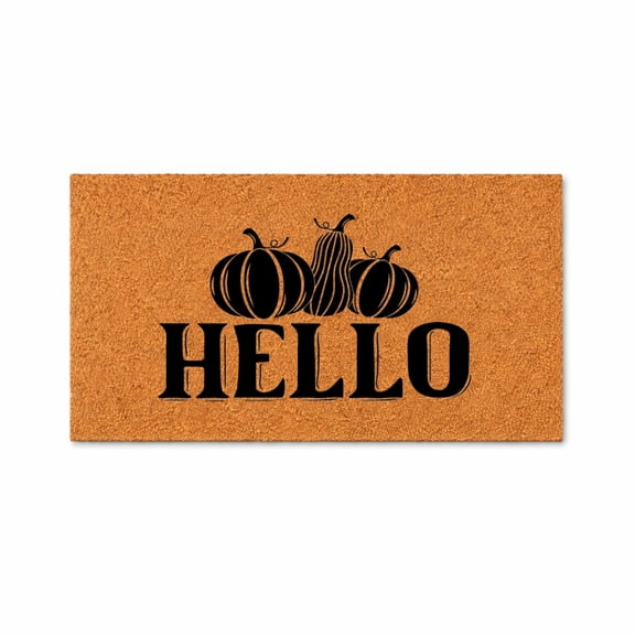 Hello Doormat, Pumpkin Gourd Design, Fall Autumn Welcome Mat, Front Porch Entry Rug, Harvest Home Decor, Housewarming Gift 1321 (36x72 inches) 1321