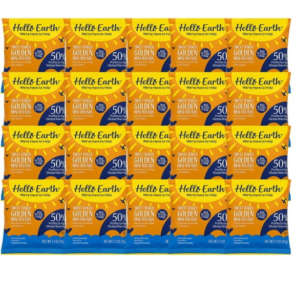 Hello Earth Golden Mini Rounds 20-Pack, 1.1 oz School-Friendly Snack Bags | Sweet Baked Golden Crisps with Buttery Flavor, Low Sodium, No HFCS, Great for Lunches & On-the-Go