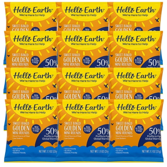 Hello Earth Sweet Baked Golden Mini Butter Rounds, 12 pack, 1.1 Oz Bags