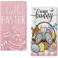 thumbnail image 1 of Hello Easter Pink Kitchen Dish Towels Set of 2, Hunny Bunny Rabbit Eggs Basket Hand Towels Drying Baking Cooking Cloth, Carrot Spring Plaid Farmhouse Home Kitchen Decor 18x26 Inch, 1 of 6