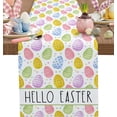 thumbnail image 1 of Hello Easter Table Runner 13x120 Inches Long Eggs Runner for Table Colorful Egg Table Runners Washable Dresser Scarf for Kitchen Coffee Dining Seasonal Spring Holiday Party Decor, 1 of 6