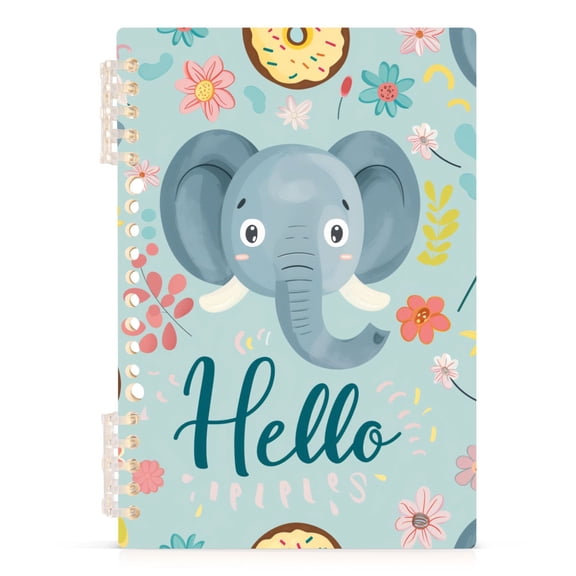 Hello Elephants Face Notebooks 1-subject Journal 60 Sheets A5 College Ruled Paper Detachable Ring 8.3"x5.7"