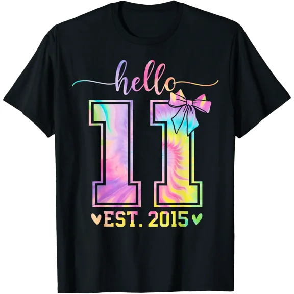Hello Eleven Est 2015 Coquette Birthday T Shirt Size S-5XL