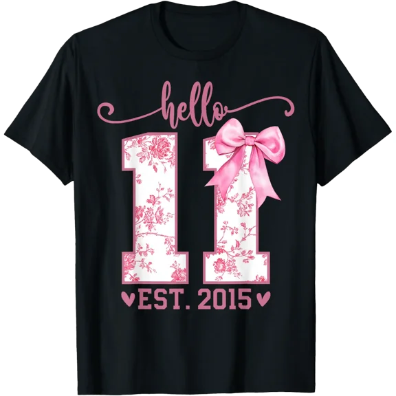 Hello Eleven Est 2015 Coquette Birthday T Shirt Size S-5XL