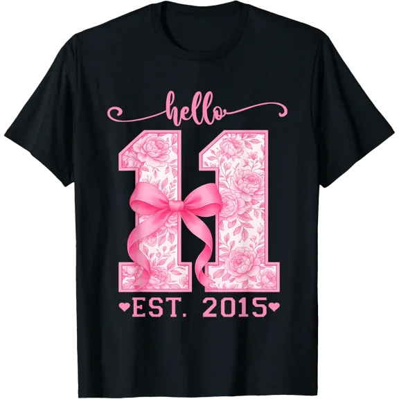 Hello Eleven Est 2015 Pink Coquette Bow T Shirt Size S-5XL