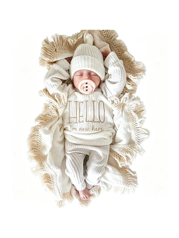 Newborn Baby Boy Girl Leisure Clothes Outfits Embroidery Long Sleeve Romper Bodysuit Baby Shower Coming Home Outfit Tops+Pants+Hat