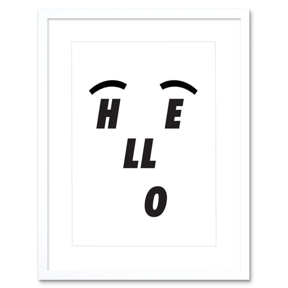 Hello Face Symbols Artwork Framed Wall Art Print 9X7 Inch