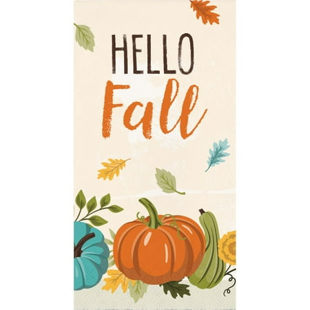 Hello Fall 3-Ply Paper Guest Dinner Napkins 16 Per Pack