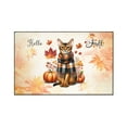 thumbnail image 1 of Hello Fall Abyssinian Scarf Welcome Autumn with Leaves Pumpkins Indoor Rug Cat Lover Kitten Owner Gifts Carpet Living Bed Room Sofa Home Decor - 00011, 1 of 5