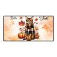 thumbnail image 1 of Hello Fall Abyssinian Scarf Welcome Autumn with Leaves Pumpkins Desk Mat Full Keyboard Mouse Pad Cat Lover Kitten Owner Gifts Large Mousepad - 00011, 1 of 5