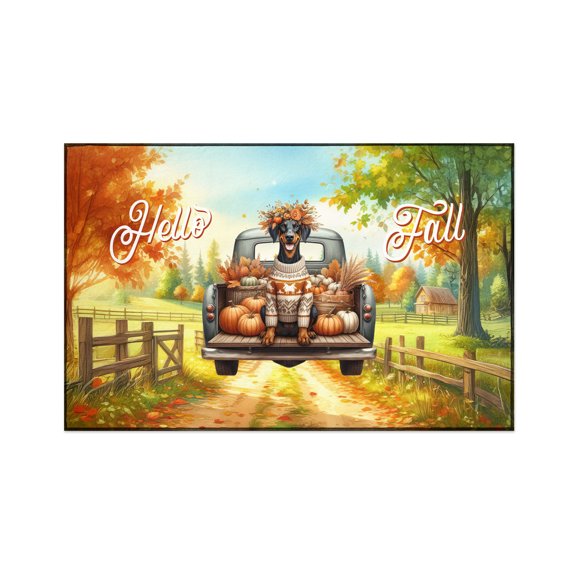 Hello Fall Autumn Doberman Pinscher Pumpkins Pickup Truck Indoor Rug Doberman Dog Lover Gifts Carpet Living Bed Room Sofa Home Decor - 13011