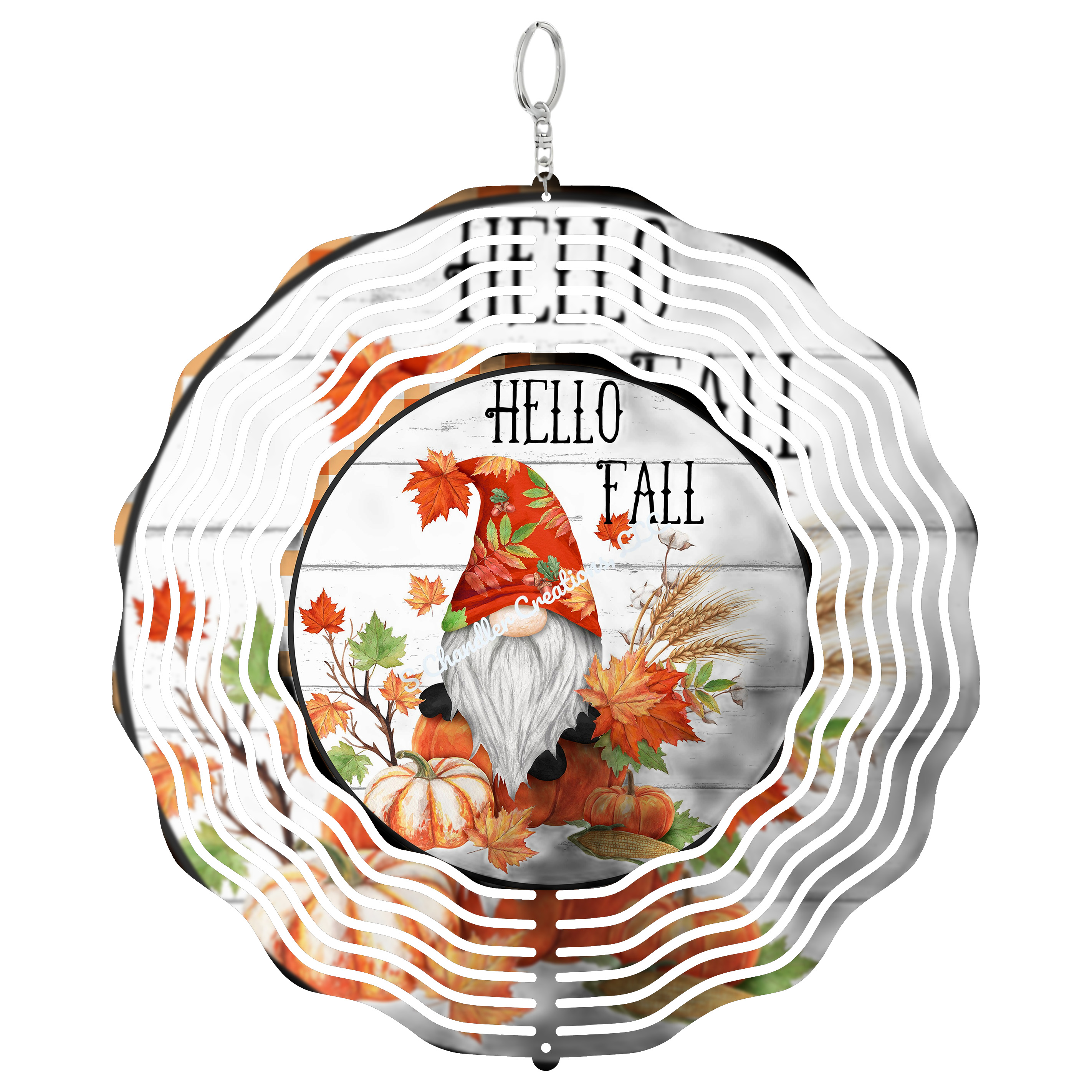 Hello Fall Autumn Leaves 3D Wind Spinner Seasonal Harvest Outdoor ...