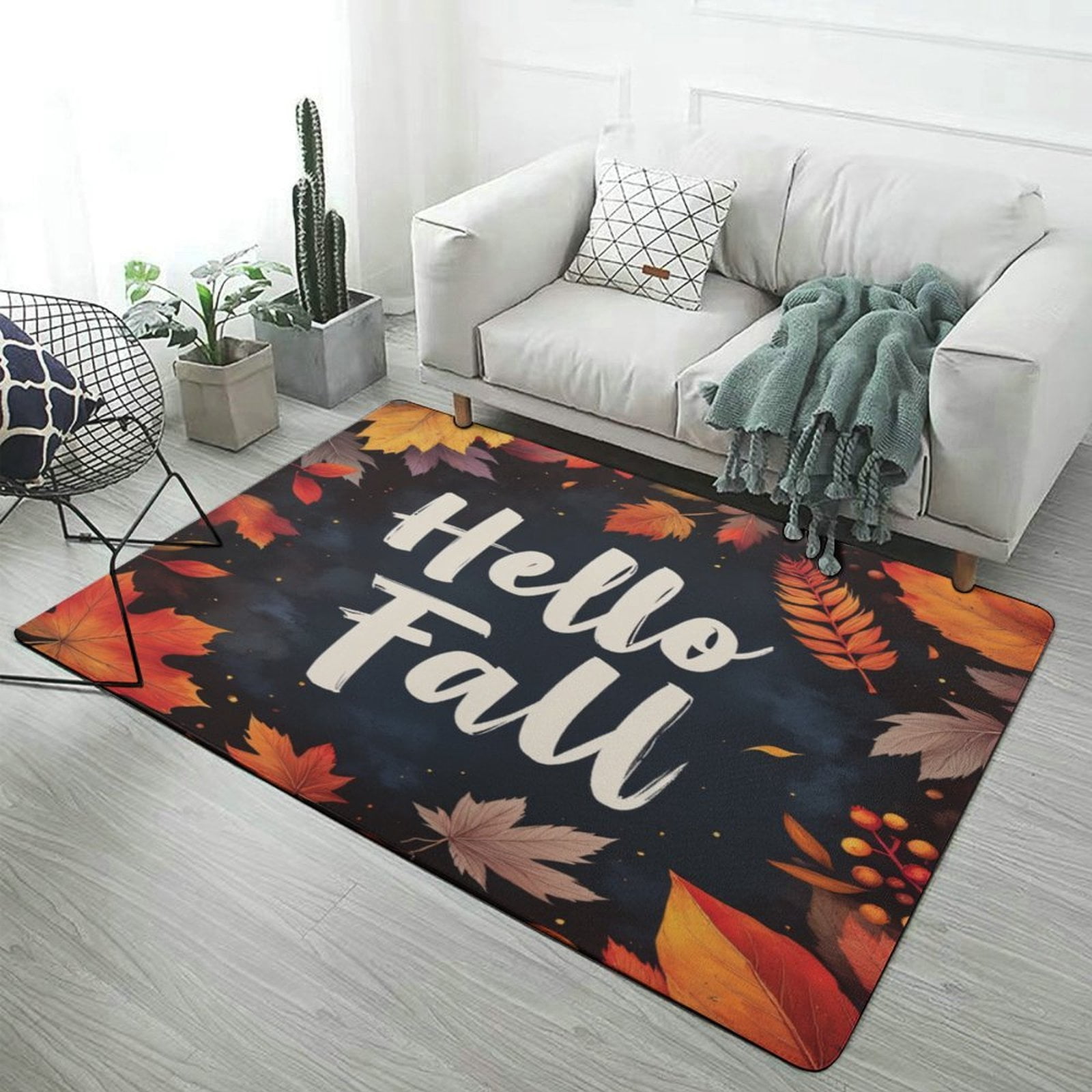 Hello Fall Autumn Leaves Background Carpet for Home Decoration Rugs ...