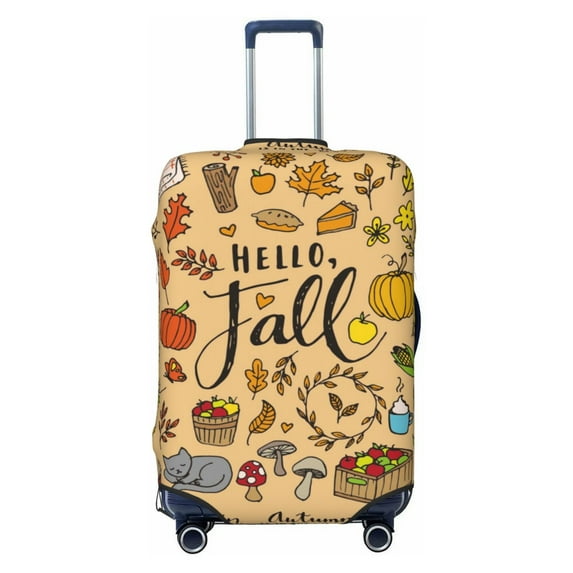 Hello Fall Autumn Leaves Luggage Cover Anti Scratch, Elastic Suitcase Protector Suitcase Covers for Luggage Fits 18-32 Inch Luggage