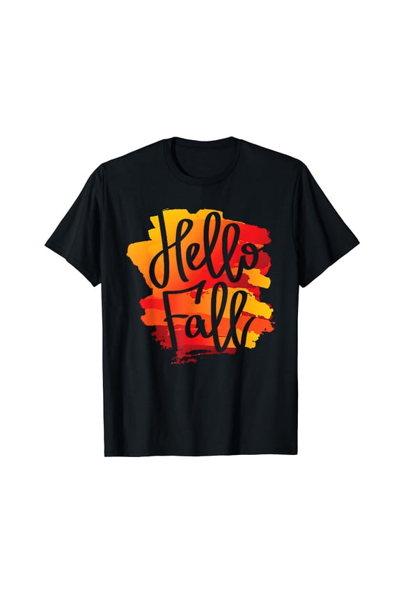 Hello Fall Autumn Vibes Black T-Shirt