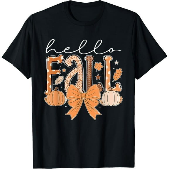 Hello Fall Autumn Vibes Thanksgiving Holiday Men Women Kids T-Shirt