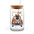 thumbnail image 1 of Hello Fall Autumn Wreath Scottish Terrier Pumpkins Pickup Truck 16oz Glass Cup Mug Scottie Dog Lover Gifts Glass Can with Bamboo Lid and Straw - 13011, 1 of 5