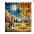 thumbnail image 1 of Hello Fall Basset Hound Enjoys Warm Campfire Autumn Night Bright Moon Shower Curtain Bassets Dog Breed Lovers Gifts Idea Waterproof Bathroom Bathtub Curtain - 01008, 1 of 5