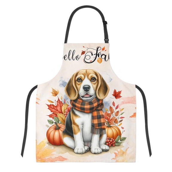 Hello Fall Beagle Scarf Welcome Autumn with Leaves Pumpkins Apron Beagles Dog Lover Gifts Idea for Cooking Grilling Baking Painting Gardening - 00011