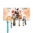 thumbnail image 1 of Hello Fall Bull Terrier Scarf Welcome Autumn with Leaves Pumpkins Wood Key Holder Bully Dog Lovers Gifts Idea Wall-mounted Key Rack Home Decor - 00011, 1 of 5