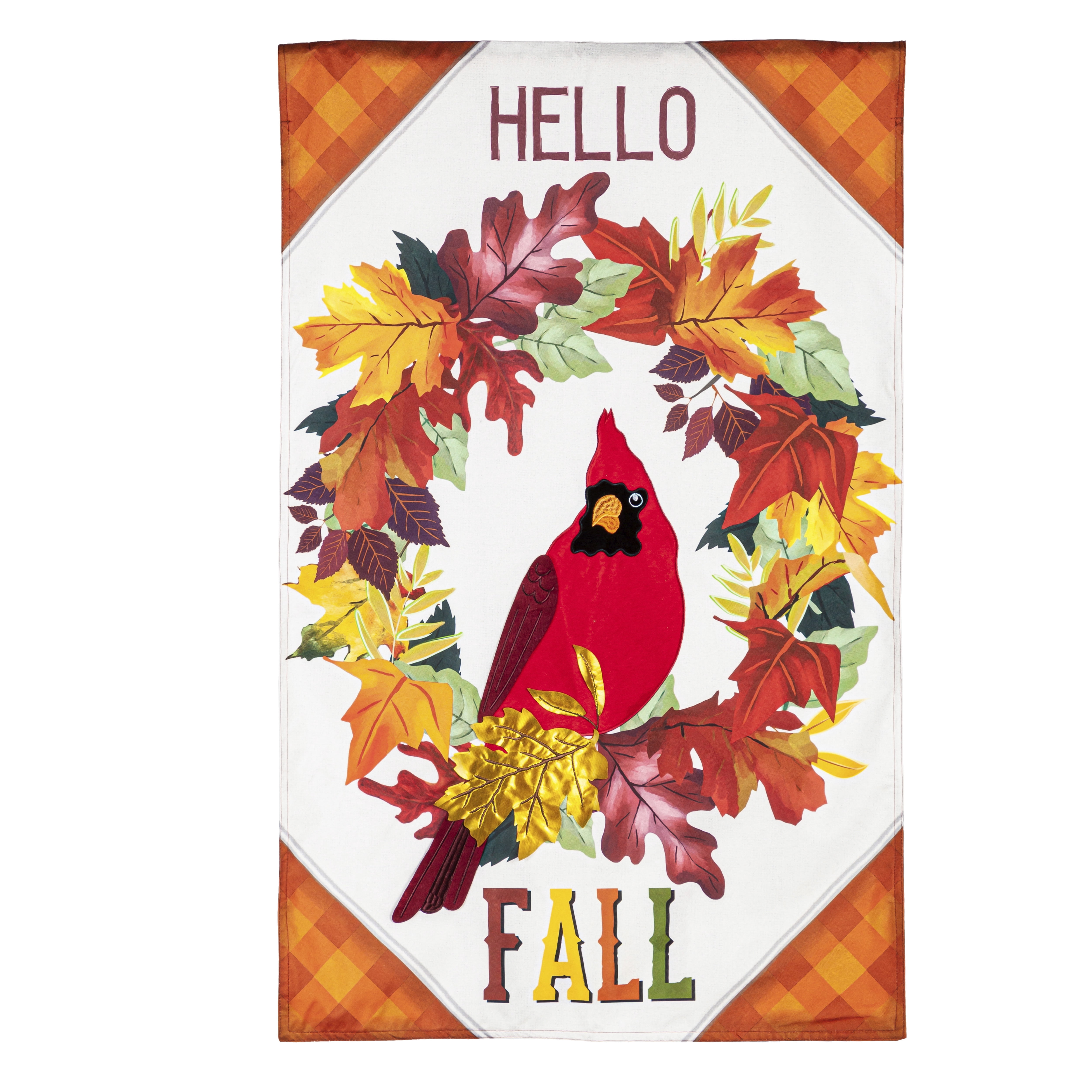 Hello Fall Cardinal Wreath House Linen Flag - Walmart.com