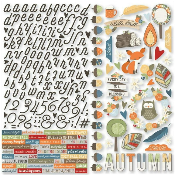 Hello Fall Cardstock Stickers 12"X12"-Combo