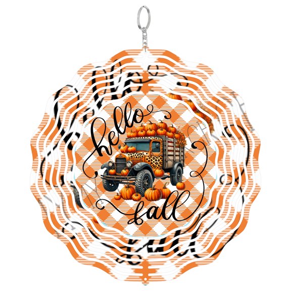 Hello Fall Cheetah Print 3D Wind Spinner, Trendy Autumn Season Gift, Sublimation Hanging Art