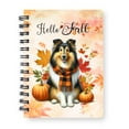 thumbnail image 1 of Hello Fall Collie Scarf Welcome Autumn with Leaves Pumpkins Spiral Bound Journal Collie Dog Lover Gifts Idea 5x7in Spiral Notebook - 00011, 1 of 5