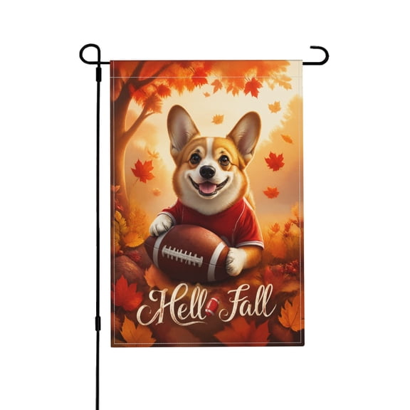 Hello Fall Corgi Welcome Dog Garden Flag For Yard Seasonal Thanksgiving Floral Outdoor Decoration 12x18 in