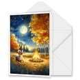 thumbnail image 1 of Hello Fall Devon Rex Enjoys Warm Campfire Autumn Night Bright Moon 5x7in Folded Greeting Card Cat Lover Kitten Owner Gifts Single Note Card with Envelope - 01008, 1 of 5