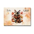 thumbnail image 1 of Hello Fall Devon Rex Scarf Welcome Autumn with Leaves Pumpkins Horizontal Matte Canvas Poster Cat Lover Kitten Owner Gifts Wall Art Home Decor - 00011, 1 of 5