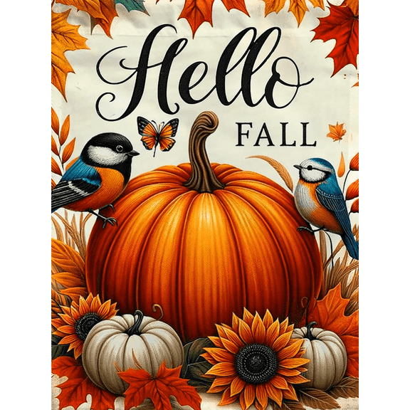 Hello Fall Diamond Art Kits for Adults, Pumpkin Maple Leaf Diamond Painting Kits for Beginners, 5D DIY Full Round Drill Diamond Dot Painting Gem Art Kits for Home Decor 12 x16 Inch