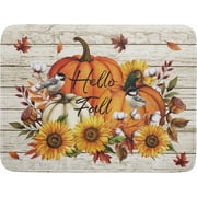 Hello Fall Dish Drying Mat Autumn Pumpkin Dish Drainer Rack Mats 18"x24" Fast Dry Microfiber Dish Drying Pad for Kitchen Countertop Table