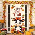 thumbnail image 1 of Hello Fall Door Cover Thanksgiving Backdrop Pumpkin Sunflower Wagon Field 71x35 Inch Rustic Autumn Banner for Porch Wall Decor Fall Harvest Photo Booth Props, 1 of 6
